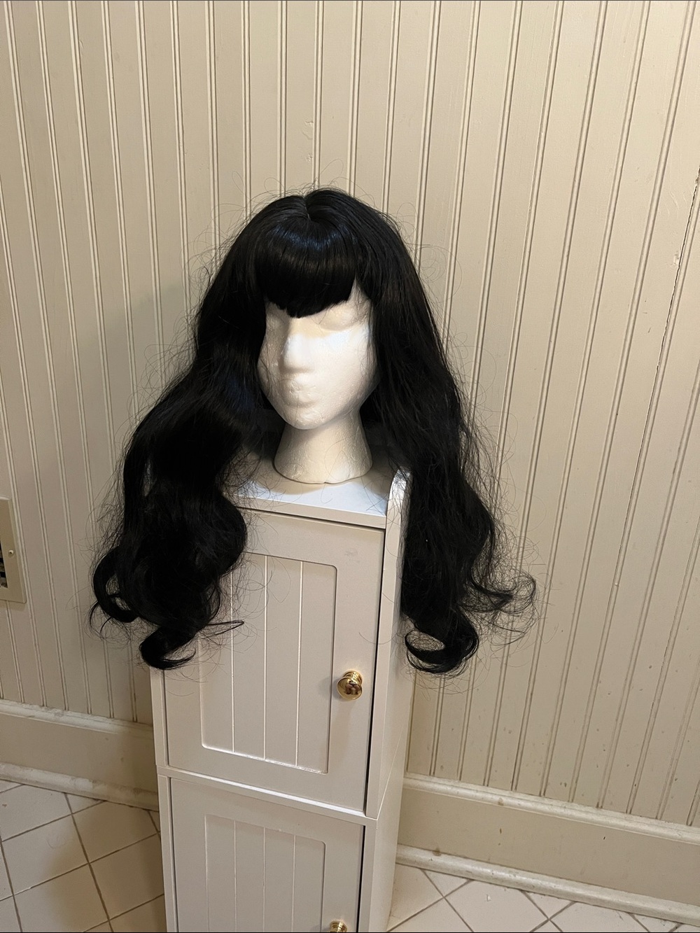 🎃🎃🎃Long Black Wavy Wig with Full Bangs - Women Hair